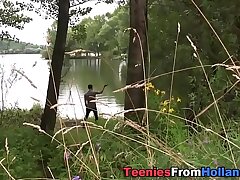 Dutch teenie drinks jizz