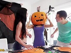 Halloween Anal Tough Fuck-fest With Whorey Roommate - Ginormous Jizz shot On Arse