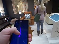Vibrating panties while shopping - Public Joy with Monster Bar