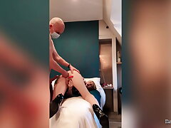 Alice cutely make blow-job to fucktoy and her puss is flowing