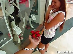 Jummy strawberry Promesita fuck in a Restroom