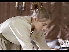 Maid plays with her labia in her Lady's apartment