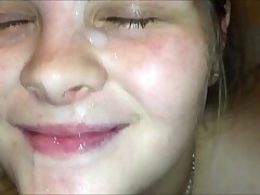 Teenage stunner get recorded by fellow Iphone giving unbelievable sucky-sucky and taking a massive cum facial cumshot