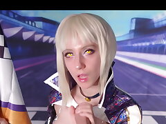 Racing Saber Alter Sates Her Master