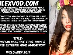 Hotkinkyjo multiple toys, gape & prolapse extreme anal invasion marathon on Halloween 2019