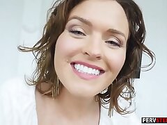 Weird chubby Cougar step-mom taste a stepsons big cock