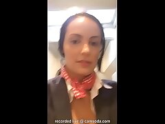 Flight attendant uses in-flight wifi to webcam on camsoda!