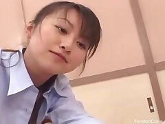 Chinese instructor penalizing bully with her strapon
