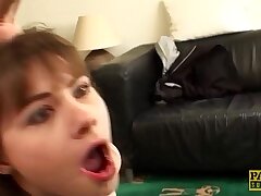 Young subslut Luna Enemy butt pounded toughly before creampie