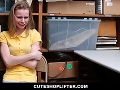 Adorable Blonde Bony Teenager Caught Stealing Fucked By Officer