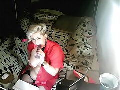 Aimee deepthroats a see-through cock! Looks like she likes!