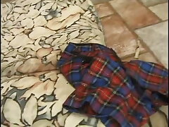 Blonde gets all crevices filled on her kitchen floor