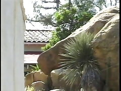 Fellow bends the babe over in public and then fucks her muff