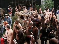 Big-chested dark-hued whore gets her pussy pulverized rigid by many dicks
