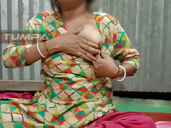 Desi Tumpa bhabhi flash her milky bigboobs and cream colored taut cootchie when her hubby not in room