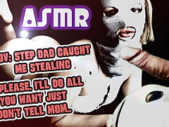 Quickie intercourse - Step father caught me stealing - Obscene ASMR audio sound role play - maximal free-for-all intercourse addiction