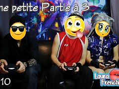 LauraFrenchKiss #10  Play movie games with boyfriend and his besfriend, drilled and internal ejaculation