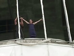 Public Bondage Sesh with MILF and his boyfriend, tis milf has so smallish jugs and just only nipples