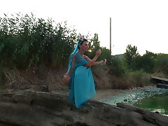 Dance on beach in evening light
