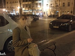 Red-haired prostitute swallows for free