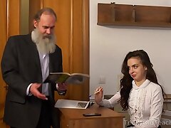 Tricky Old Schoolteacher - Old Schoolteacher with her luxurious congenital bosoms Milana Witchs