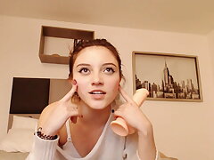 Gorgeous and cute nerdy Colombian nymph likes to misbehave for daddy on his web cam show, while she learns how to sate