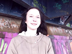 GERMAN SCOUT - Nimble Bashful Lil Female PICKUP AND Plumb AT REAL STREET Audition