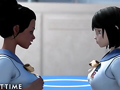 ADULT TIME Hentai Step-Sister Rails Cock & Lesbian College girls Hentai Bang-out