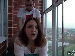 Rock-hard fuck-fest on the balcony. The neighbors are shocked ...