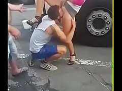 Guy to inhale pussy in public