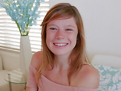 Super-cute Teenager Redhead with Freckles Orgasms during Audition