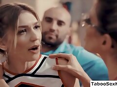 Stepmommy and daughter threesome with a wild guy