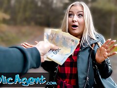 Public Agent She is a sexy platinum-blonde who has hefty mammories and love to fuck outdoors