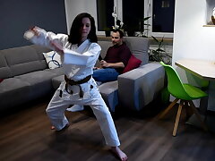 Karate sole strangle and dominance