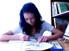 Cute Cherry Dame 18 seduce to Nail by elderly Teacher in Classroom