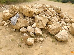 Unsighted dumb nymph wooed to have bang-out - Outdoor bang-out in gravel pit