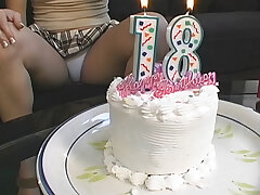 Eighteen Bday horny blond get her first fuck stick