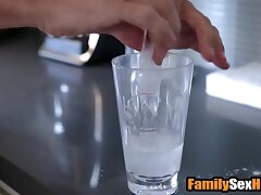 Sneaky step-father step-mom with pills to nail his stepdaughter