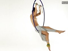 Gymnastics bare while being in the air Kim Nadara