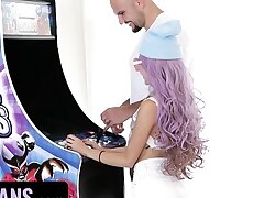 Little Asians - Petite Asian Hotty Vina Sky With Pink Hair Lost Game And Gets Her Tiny Pussy Torn up