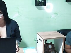 I give my stepsister a delicious blowage in her office