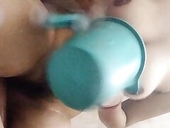 Indain Mom bathing at home total Desi indian youthful  mom