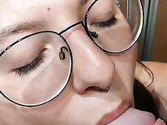 Public train toilet blowjob and piss swallowing