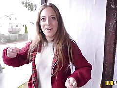 Sweet ginger-haired chick blows and fucks a stranger for a money