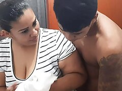 Brushing her teeth with my boner