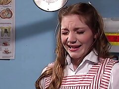 Youthfull pink candystriper honey deepthroats dude's XL cock