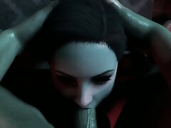 Succubus has threesome sex with couple Three dimensional cartoon