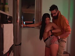 Sweetie colombian seducing Cipriani in his kitchen