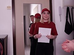 Tanked the delivery girl for getting heavy parcel - theesome with doll - tantaly doll