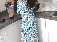 My Wondrous Daughter in Blue Sundress Cooking Is My Hump Gimp When Her Caregiver Is Not Home